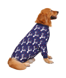 HDE Dog Pajamas One Piece Jumpsuit Lightweight Dog PJs Shirt for M-3XL Dogs Reindeer - 2XL
