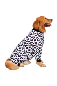 HDE Dog Pajamas One Piece Jumpsuit Lightweight Dog PJs Shirt for M-3XL Dogs Snow Leopard - M