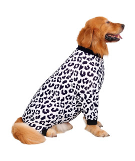 HDE Dog Pajamas One Piece Jumpsuit Lightweight Dog PJs Shirt for M-3XL Dogs Snow Leopard - M