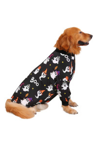 HDE Dog Pajamas One Piece Jumpsuit Lightweight Dog PJs Shirt for M-3XL Dogs Cute Ghosts - M