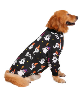 HDE Dog Pajamas One Piece Jumpsuit Lightweight Dog PJs Shirt for M-3XL Dogs Cute Ghosts - M