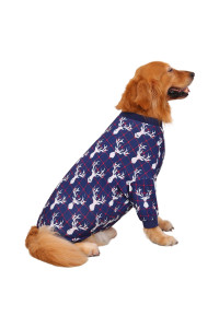 HDE Dog Pajamas One Piece Jumpsuit Lightweight Dog PJs Shirt for M-3XL Dogs Reindeer - XL
