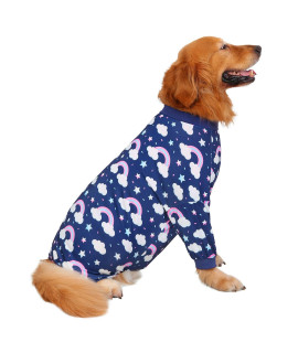 HDE Dog Pajamas One Piece Jumpsuit Lightweight Dog PJs Shirt for M-3XL Dogs Rainbows - L