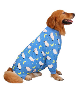 HDE Dog Pajamas One Piece Jumpsuit Lightweight Dog PJs Shirt for M-3XL Dogs Counting Sheep - L