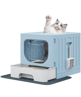 YITAHOME Large Enclosed Cat Litter Box with Cushion, Anti-Splash Closed Litter Boxes with Litter Scoop Front Entry Top Exit Door, Easy to Install and Clean