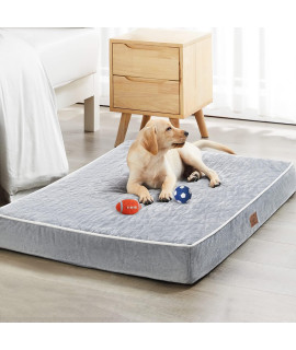 WNPETHOME Orthopedic Dog Beds for Large Dogs, Extra Large Waterproof Dog Crate Bed with Removable Washable Cover & Anti-Slip Bottom, Multi-Needle Quilting Dog Bed for Crate (41x28x4 inch)