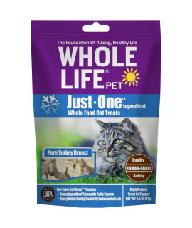 Whole Life Pet Just One Turkey - Cat Treat Or Topper - Human Grade, Freeze Dried, One Ingredient - Protein Rich, Grain Free, Made in The USA