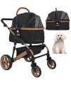 BestPet Pet Stroller Premium 3-in-1 Multifunction 4 wheels Dog Cat Stroller for Large Medium Dogs Cats Aluminium Frame Folding Lightweight Travel Stroller with Detachable Carrier,66lbs Capacity, Black
