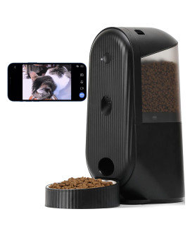 FUKUMARU Automatic Cat Feeder, 2 in 1 Automatic Dog Feeders with Camera and Audio, Support DIY Meals and Timed Control WiFi Cat Food Dispenser, Suit for Most Cat and Dog Food