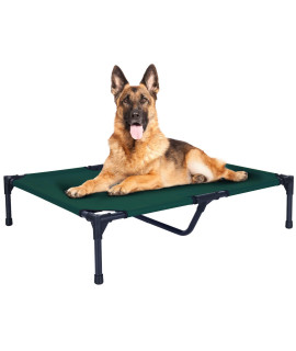 FIOCCO Elevated Dog Bed - Dog Cot with Chew Proof Mesh for Large Dogs, Waterproof Washable Raised Dog Bed, Portable Dog Bed for Outdoor Use, Dog Cots Beds, Dark Green