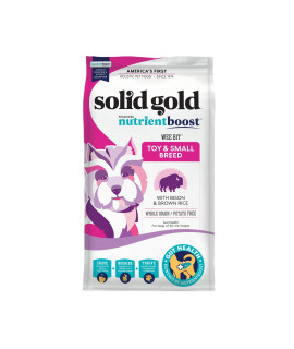 Solid Gold Small Breed Dog Food - Nutrientboost Wee Bit Whole Grain Made w/Real Bison, Brown Rice, & Pearled Barley - High Fiber, Probiotic Dry Dog Food for Dogs with Sensitive Stomachs - 3.75 LB