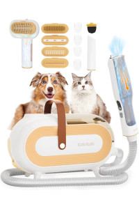 Katio Kadio Pet Grooming Vacuum for Dog - 60dB Low Noise Dog Grooming Vacuum Kit Suck in 99% Hair, Dog Grooming Tools for Shedding Small, Medium Dog Cat Thick Coat Hair (Yellow)