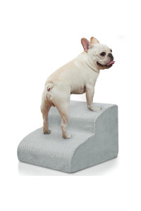 BOMOVA Dog Stairs for Small Dogs, 2-Step Dog Steps for Bed and Couch, High Density Foam Pet Stairs for Small Dogs and Cats, Non-Slip Bottom Dog Ramp,Light Grey, 2/3/4/5 Steps