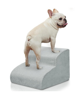 BOMOVA Dog Stairs for Small Dogs, 2-Step Dog Steps for Bed and Couch, High Density Foam Pet Stairs for Small Dogs and Cats, Non-Slip Bottom Dog Ramp,Light Grey, 2/3/4/5 Steps