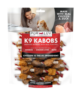 Pur Luv K9 Kabob Real Chicken and Duck Dog Treats, Flavor, Made with Chicken and Duck, Healthy, Easily Digestible, Long Lasting, High Protein, 24 oz