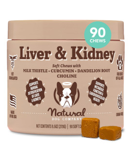 Natural Dog Company Stinky Liver & Kidney Supplement Chews - Dog Liver Support for Optimal Health - Turkey Flavored Treats - Promotes Digestion and Immune Health - Milk Thistle for Dogs (90 Chews)
