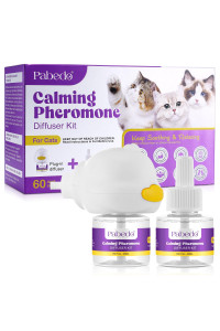 NATURE ZIRAN Cat Calming Pheromone Diffuser, 2 in 1 Cat Calming Starter Kit (Diffuser Head + 2pcs 48ml Vial) for 60 Days Use, Enhanced Cat Calming Diffuser Kit for Cat Anxiety Relief
