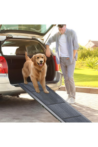 Morpilot Dog Ramp for Car, 63 Long & 17 Wide Folding Portable Pet Ramp with Non-Slip Carpet Surface, Lightweight & Durable Dog Ramps for Large Dogs up to 200LBS, Dog Ramp for Cars, Suvs & Trucks
