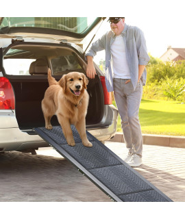 Morpilot Dog Ramp for Car, 63 Long & 17 Wide Folding Portable Pet Ramp with Non-Slip Carpet Surface, Lightweight & Durable Dog Ramps for Large Dogs up to 200LBS, Dog Ramp for Cars, Suvs & Trucks