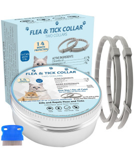 Flea Collar for Cats, Vet-Recommended Cat Flea Collar Provide Long Flea and Tick Prevention for Cats and Kittens, Waterproof, One Size Fits All, 2 Pack