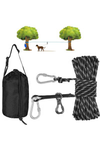 XiaZ Dog Camping Leash, 50ft Portable Overhead Trolley System for Dogs up to 200lbs, Dog Tie Out Cable, Camping, Parks, Outdoor Events,5 min Set-up,Black