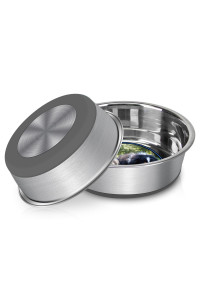 EPESTOEC Stainless Steel Anti-Slip cat Bowls,Non-Slip Stainless Steel Pet Bowl with Foot Mat - Perfect for Mess-Free Mealtime,Quiet Pet Bowls for Cats and Dogs, Dry and Wet Foods,5.5in Single Pack