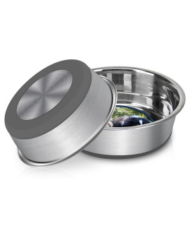 EPESTOEC Stainless Steel Anti-Slip cat Bowls,Non-Slip Stainless Steel Pet Bowl with Foot Mat - Perfect for Mess-Free Mealtime,Quiet Pet Bowls for Cats and Dogs, Dry and Wet Foods,5.5in Single Pack