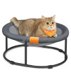 FEANDREA Cat Bed, Cat Perch, Breathable Small Dog Bed with Removable Washable Mesh, for Sleeping Pets up to 20 lb, Free-Standing Elevated Pet Hammock Bed Couch for Indoors, Outdoors, Oval, Gray