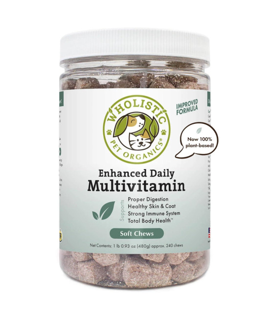 Wholistic Pet Organics: Multivitamin Chews for Dogs Organic Homemade Dog Treat for Medium and Small Dogs Calming Chews for Dogs Food Puppy Multivitamin Probiotics Immune Support Supplement (240 Count)