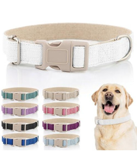 DCSP Pets Dog Collar - Heavy-Duty Dog Collar for Small Dogs, Medium and Large - Eco-Friendly Natural Fabric - Durable and Skin-Friendly - Soft Dog Collar for All Breeds (Extra Small, White)