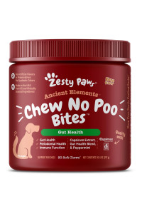 Zesty Paws Chew No Poo Bites for Dogs - Stool Eating Deterrent Soft Chews for Dogs - Gut, Periodontal & Immune System Support - Premium DE111 Bacillus subtilis Probiotic AE Bison - 90 Count