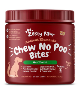 Zesty Paws Chew No Poo Bites for Dogs - Stool Eating Deterrent Soft Chews for Dogs - Gut, Periodontal & Immune System Support - Premium DE111 Bacillus subtilis Probiotic AE Bison - 90 Count