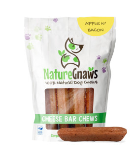 Nature Gnaws Cheese Bar Chews for Dogs - Natural Long Lasting Hard Chew Treats - Rawhide Free Dog Bones - Yak Alternative 4 Count