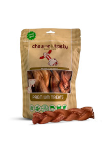 chew-e&tasty 6 Jumbo Braided Bully Sticks for Dogs (Pack of 5) - Long Lasting Beef Chews - Made of Digestible High Protein & Low Fat Dental Care Dog Bully Sticks for Medium to Large Breeds