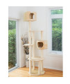 Armarkat Real Wood Premium Scots Pine 85-Inch Cat Tree with Five Levels, Two Condos
