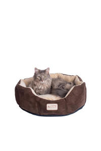Armarkat Model C01HKF/MH Pet Bed with polyfill in Beige & Mocha for Cats and Extra Small Dogs
