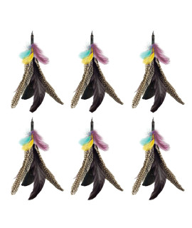 Highland Farms Select Handmade Natural Feather Cat Toy Dah Bird Refills - Interactive Cat and Kitten Toy - 6 Pack
