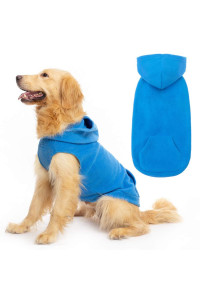 EXPAWLORER Dog Hoodie with Pocket, Polar Fleece Dog Sweatshirt Fall Cold Winter Sleeveless Sweater with Hood, Warm Cozy Pet Clothes for Small to Large Dogs Boys and Girls (Blue, XXL)