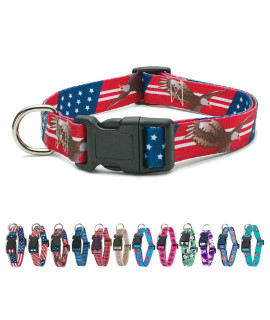 American Flag Dog Collar in 5 Different Sizes (Bald Eagle, Large)