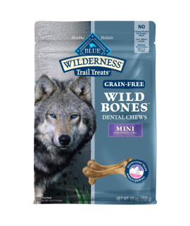 Blue Buffalo Wilderness Wild Bones Grain Free Dental Chews Dog Treats, Mini 27-oz Bag