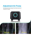 hygger Small Quietest Aquarium Air Pump, Adjustable Oxygen Pump 2 Air Outlets Ultra Silent Powerful Aerator Pump 160GPH 5W