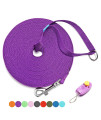 BAAPET 15 ft 20 ft 30 ft 50 ft 100 ft Long Dog Training Leash for Dog Training, Play, Camping, or Backyard Lead with Training Clickers for Small, Medium and Large Dogs or Cats (100 Feet, Purple)