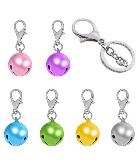 Aoche Pet Bells for Dog Cat Collar 6 pack,Charm Pet Pendant Accessories with1 Pack Stainless Steel Keychain (XS)