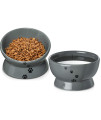 Y YHY Raised Cat Food and Water Bowl Set, Tilted Elevated Cat Food Bowls No Spill, Ceramic Cat Food Feeder Bowl Collection, Pet Bowl for Flat-Faced Cats and Small Dogs, Set of 2, Grey