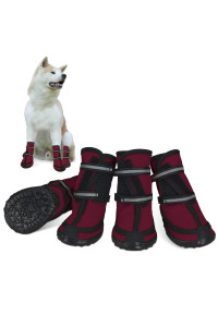 Dog Shoes for Large Dogs Winter Snow Dog Booties with Adjustable Straps Rugged Anti-Slip Sole Paw - Sports Running Hiking Pet Dog Boots Protectors Comfortable Suitable for Medium Large Dog (XS, Red)