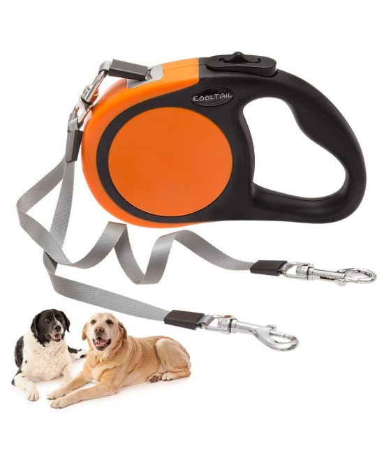 KOOLTAIL Dual Retractable Dog Leash - Walk 2 Dogs up to 110 lbs - Heavy Duty Double Headed 16 ft Extendable Dog Leash for Small Medium Dogs Walking Training