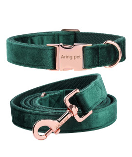 ARING PET Velvet Dog Collar and Leash Set, Soft Dog Collar and Leash, Adjustable Collars for Dogs