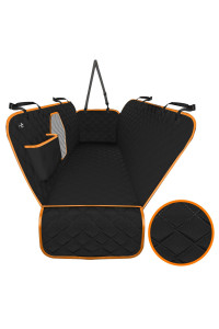 Active Pets Dog Car Seat Cover Car Seat Protector- Dog Seat Cover for Back Seat of SUVs, Trucks, Cars - Waterproof & Convertible Vehicle Dog Hammock for Car Backseat - Mesh Window - Orange