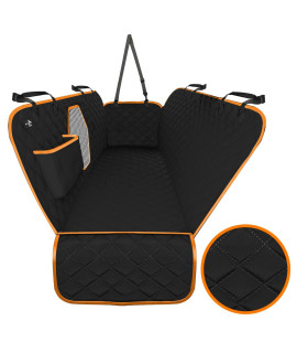 Active Pets Dog Car Seat Cover Car Seat Protector- Dog Seat Cover for Back Seat of SUVs, Trucks, Cars - Waterproof & Convertible Vehicle Dog Hammock for Car Backseat - Mesh Window - Orange