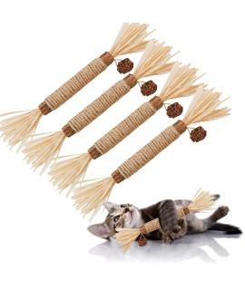 GREMBEB Cat Toys,4Pack Silvervine Chew Stick,Kitten Treat Catnip Toy Kitty Natural Stuff Catnip for Cleaning Teeth Indoor Dental Snack Interactive Exercise Hamster Chinchilla Gerbil Rabbit Bunny